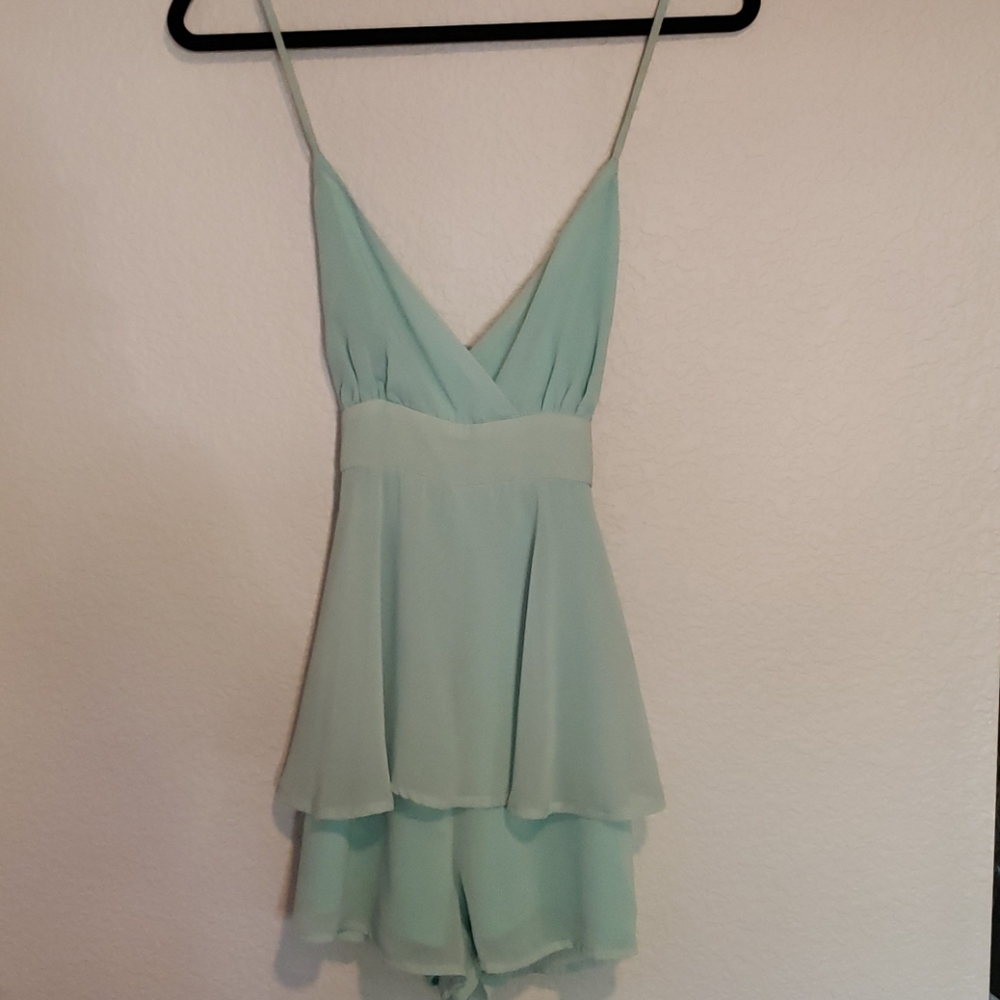 Blue Blush mint romper